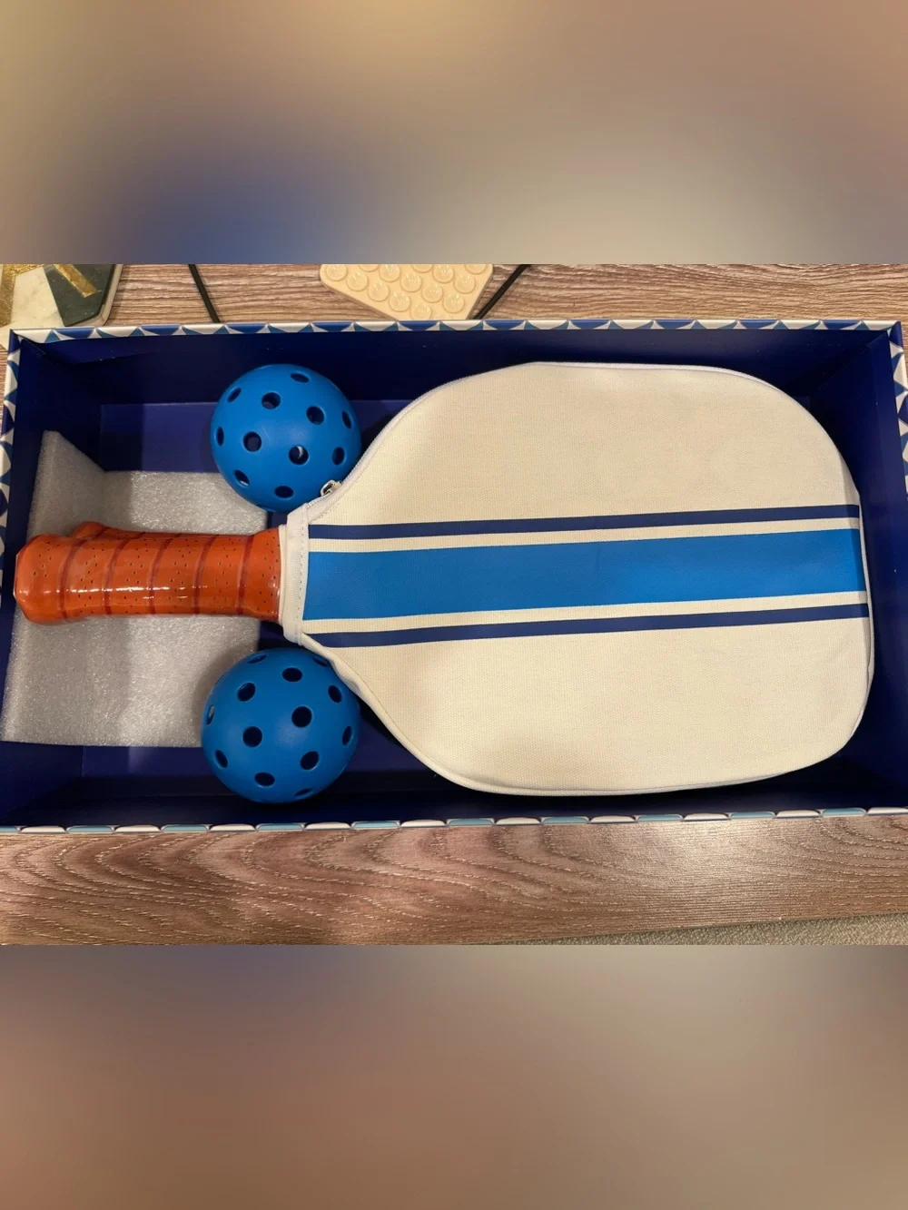 Jonathan Adler Blue Geometric Pickleball Set